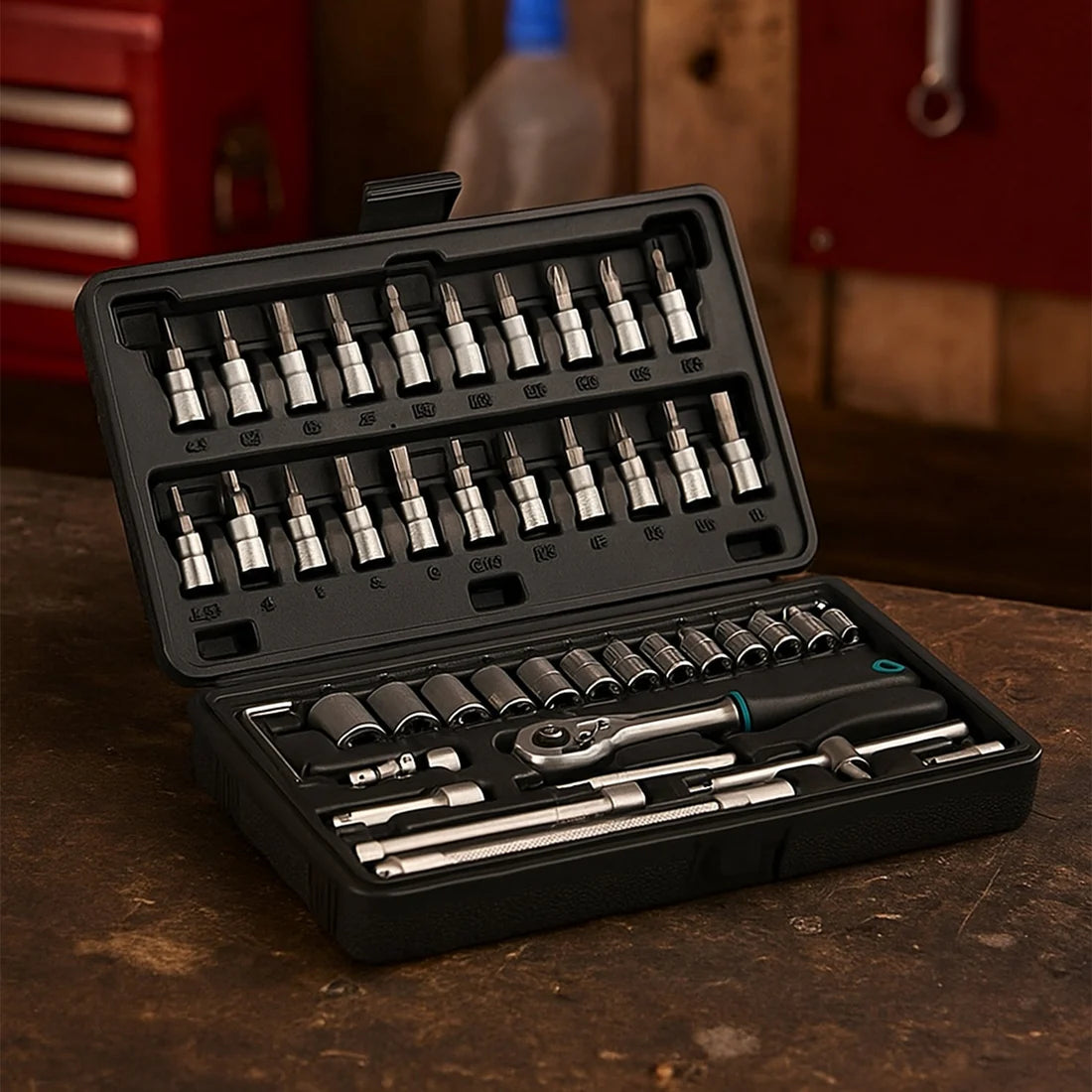 452 -46pcsmetal 14 Socket Set (Black 46pcs)