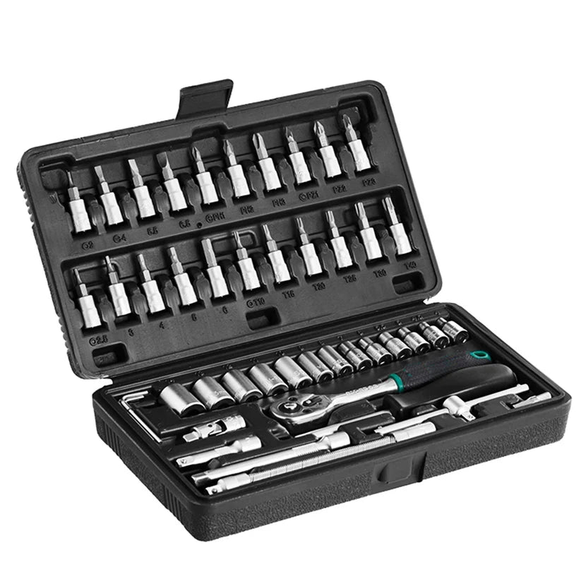 452 -46pcsmetal 14 Socket Set (Black 46pcs)