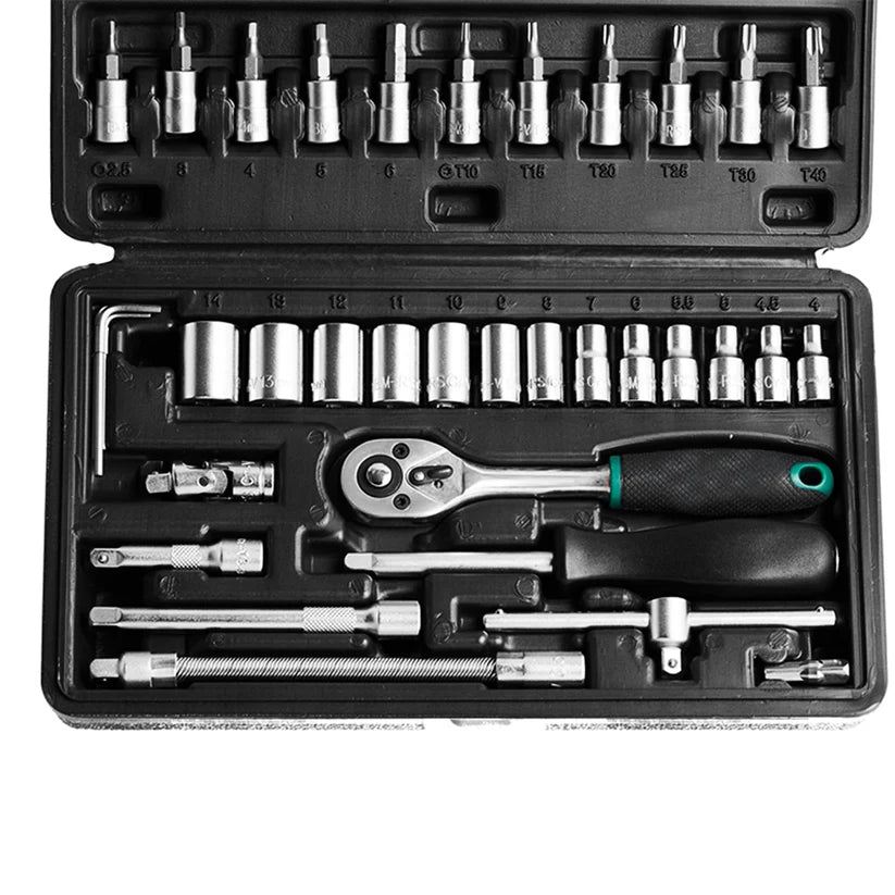 452 -46pcsmetal 14 Socket Set (Black 46pcs)