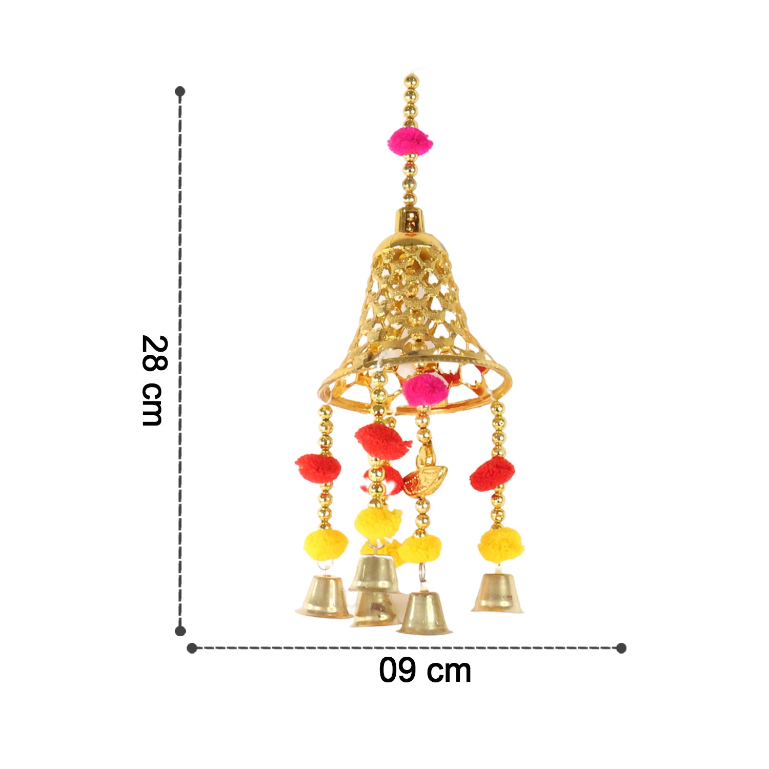 Decorative Hanging Bell With Colorful Tassels - (1 Pc)