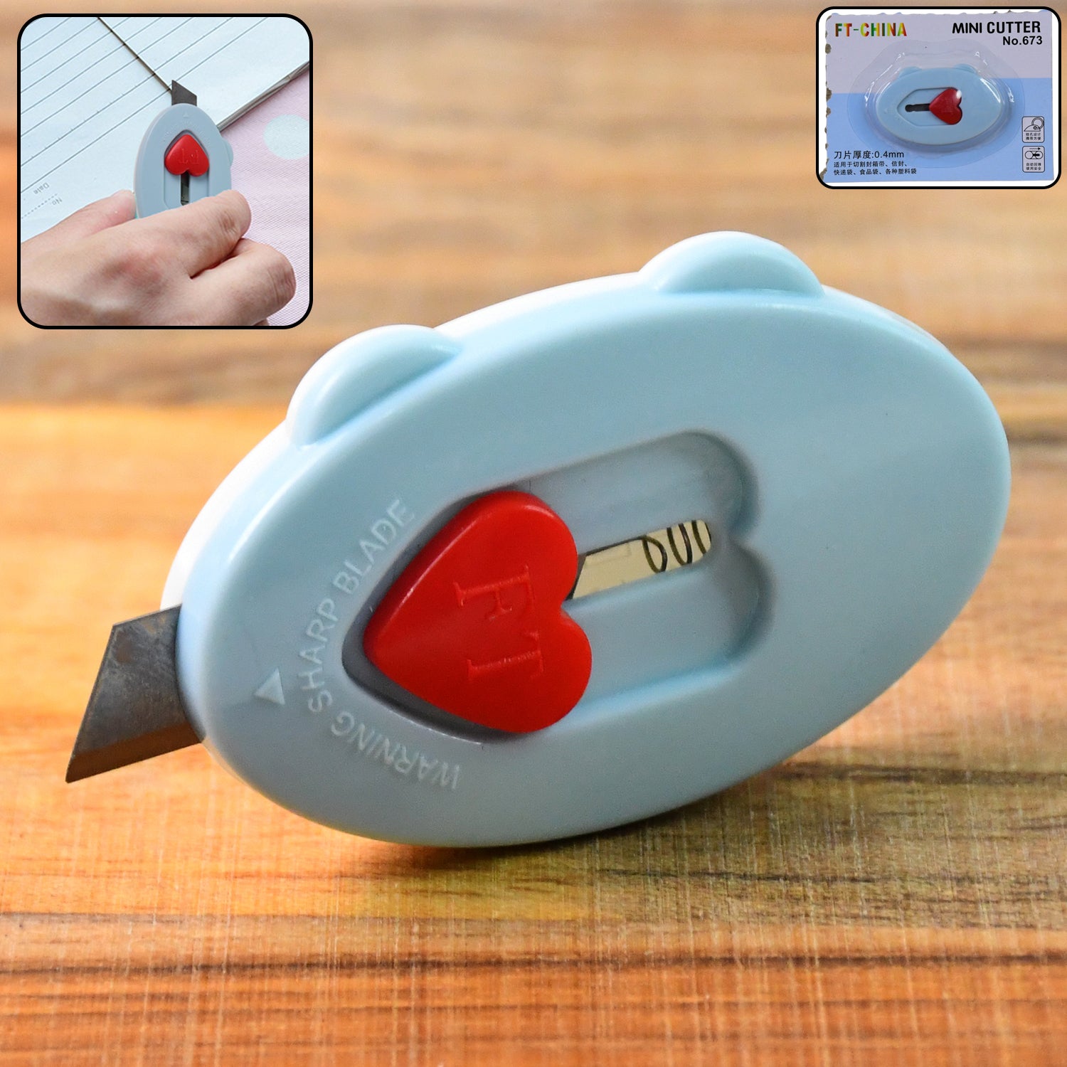 Mini Utility Cutter  Knife With Heart-shaped Safety Lock (1 Pc)